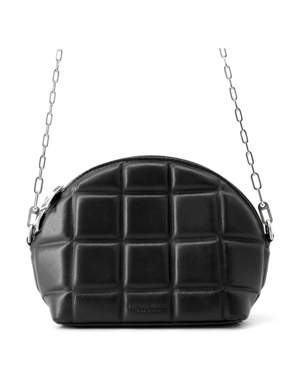 Bottega Veneta Chain Shoulder Bag Patted Half Moon Mini Leather Black